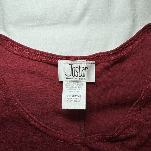 Jostar Dress Short Sleeve Stretch Travel Fabric Size Large Maroon Cranberry EUC - Picture 2 of 11